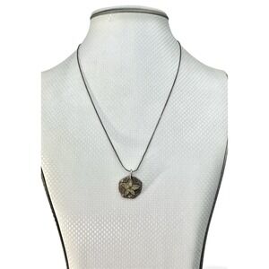 Vintage Sterling Silver 925 Dune Sand Inlay Sand Dollar 17" Chain Necklace